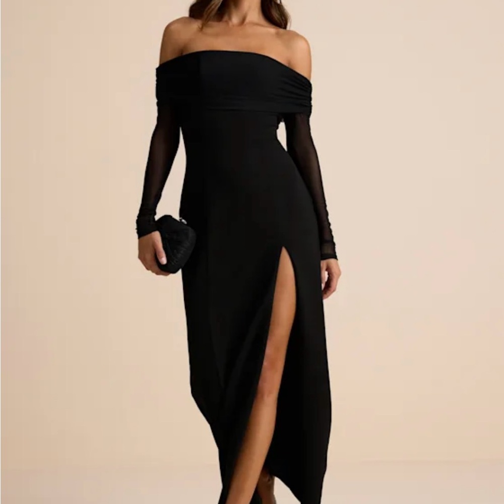 Lulu's Black Strapless Evening Gown
